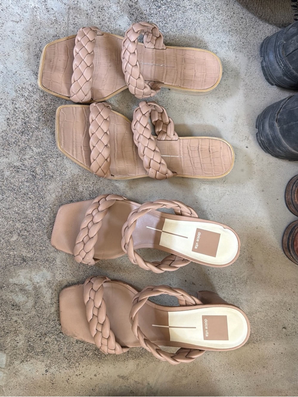 Dolce Vita Braided Two-Strap Slide Sandals in Blush